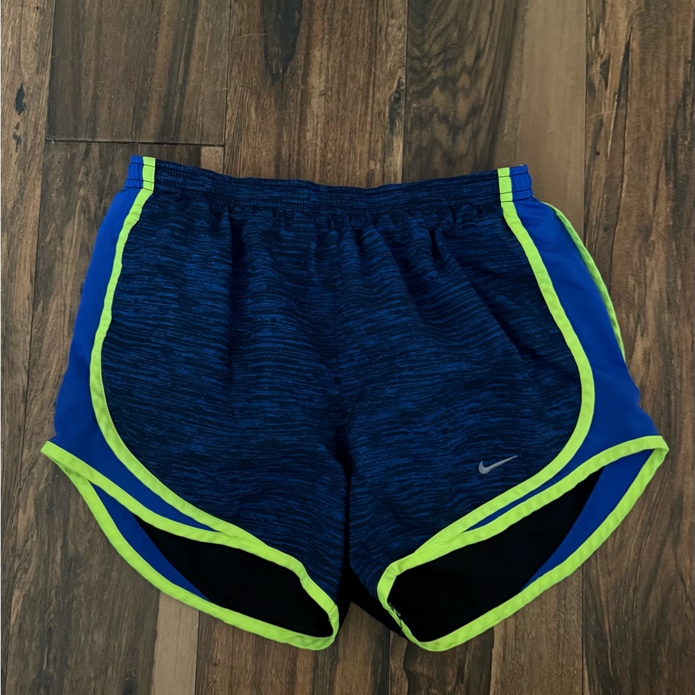 Nike Blue Shorts with Neon Green Accents